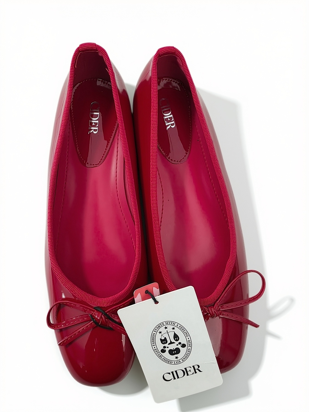 Cider Women’s Patent Ballet Flats in Cherry Red